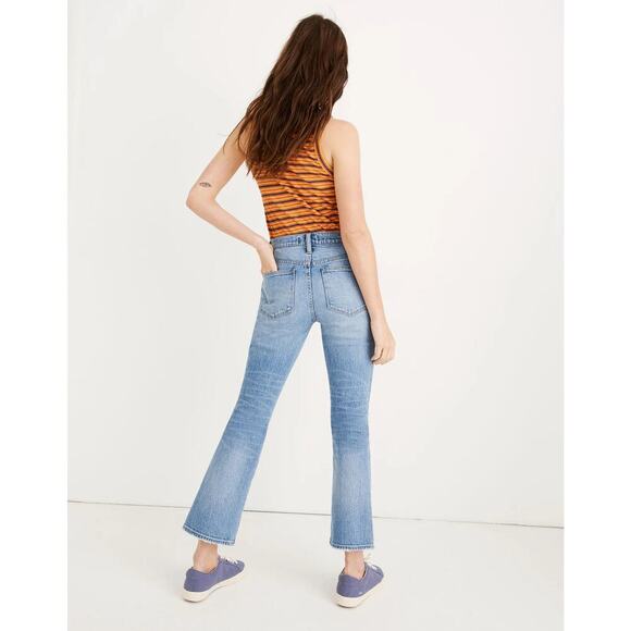 Madewell Cali Demi Boot Jeans Size 32 Dory Wash Comfort Stretch High Rise Crop - Picture 2 of 16